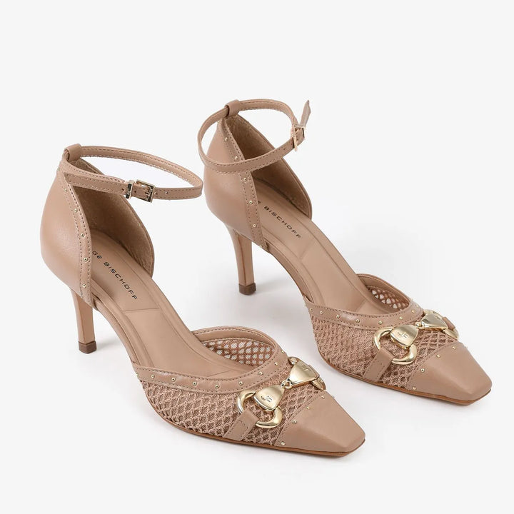 Leather+Fabric Pumps