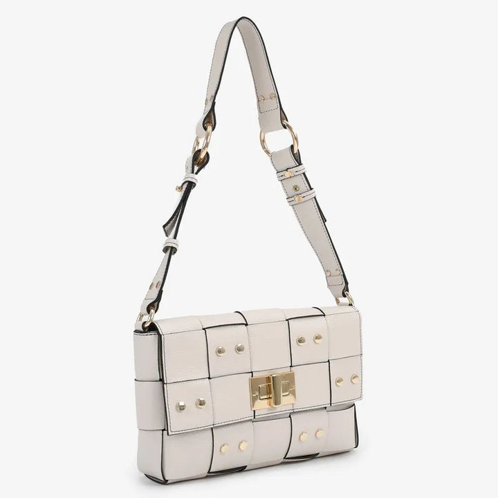Woven Leather Baguette Bag