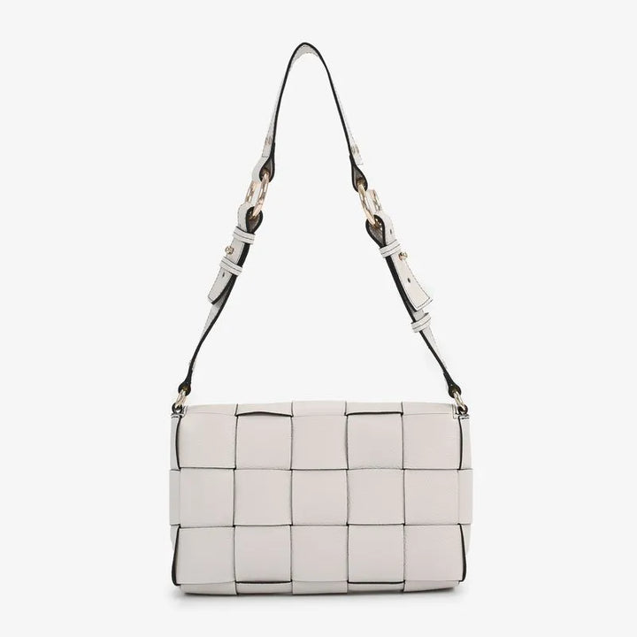 Woven Leather Baguette Bag