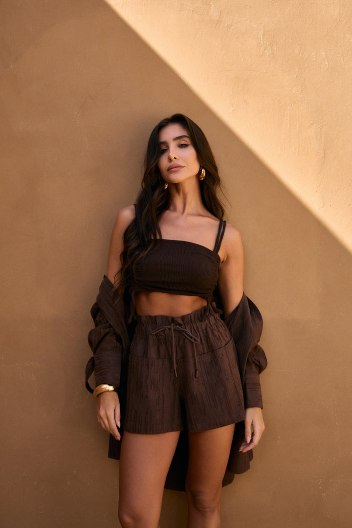 Textured Shirt+Shorts Set