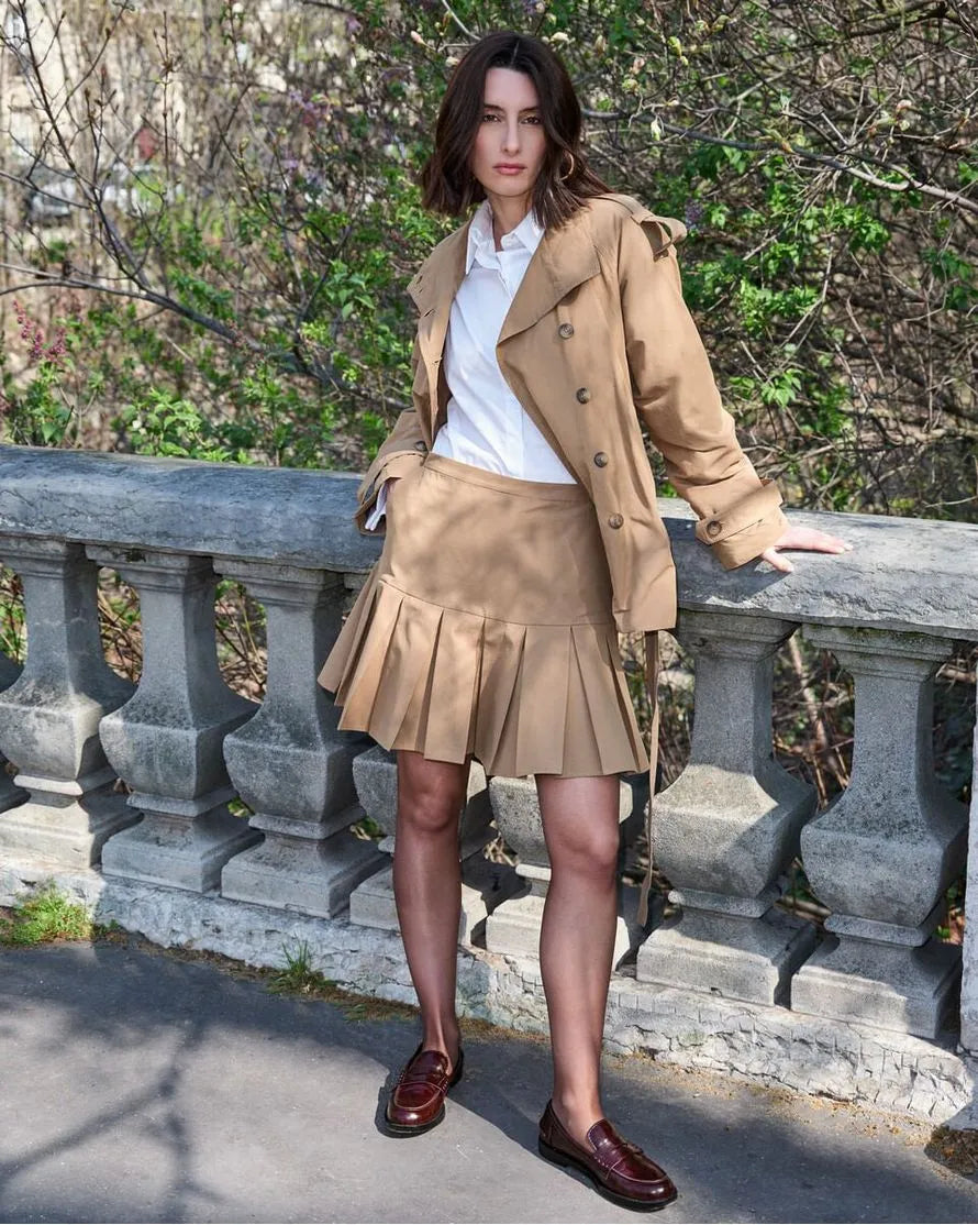 Short Skirt Yoke Pleats