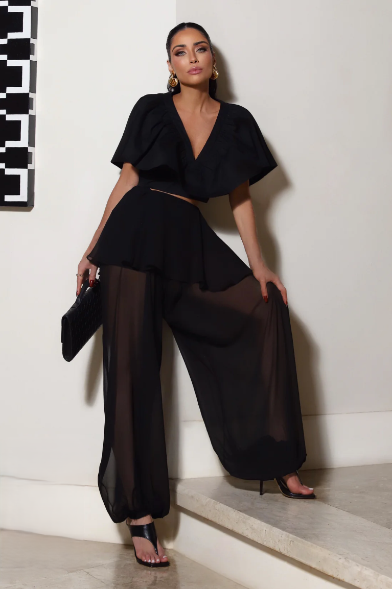 Calça Balonê Fluidez Sobreposição