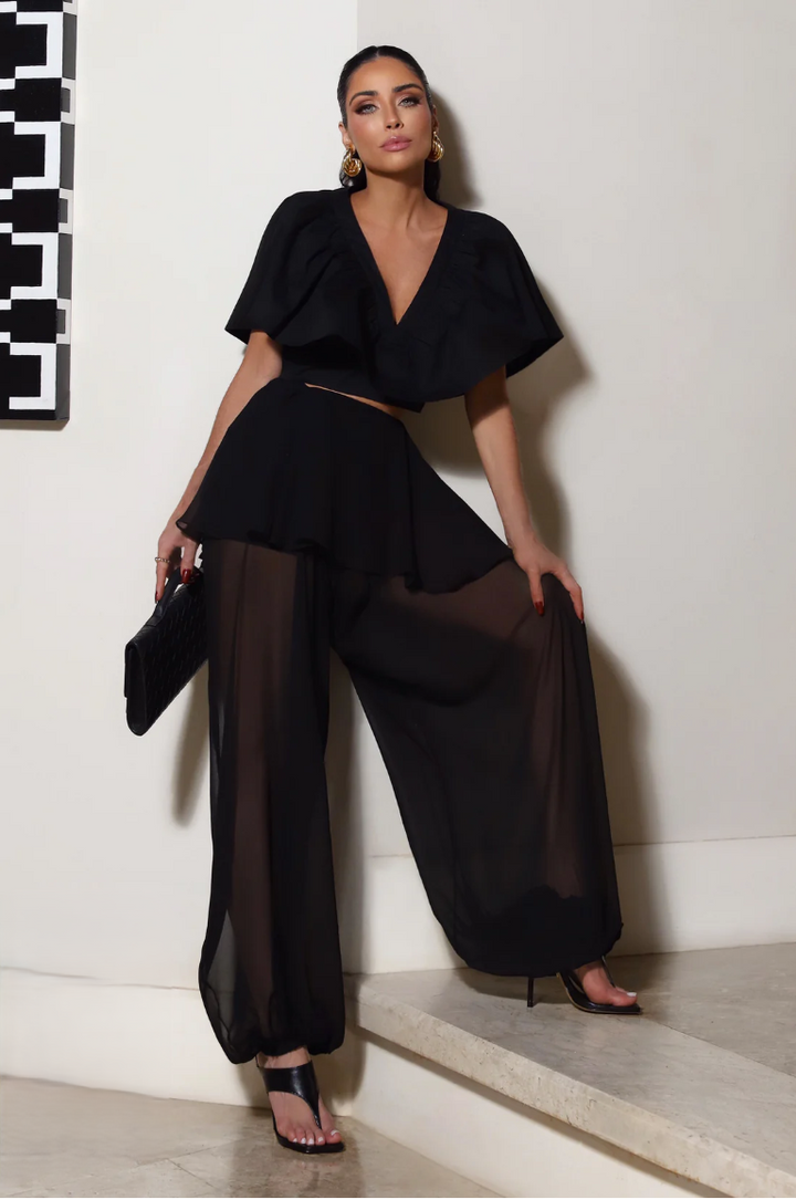 Calça Balonê Fluidez Sobreposição