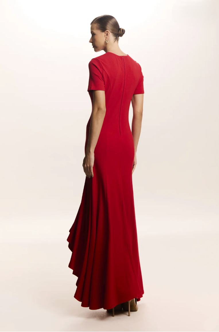 Vestido Midi Barra Assimétrica