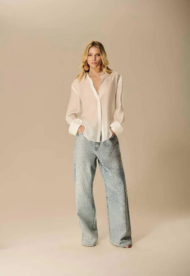 Calça Jeans Bordada Transfer