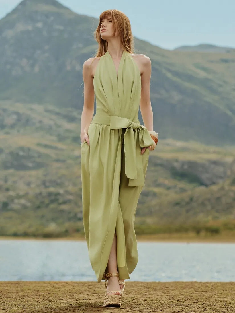 Vestido Midi Fente Única Transpassado