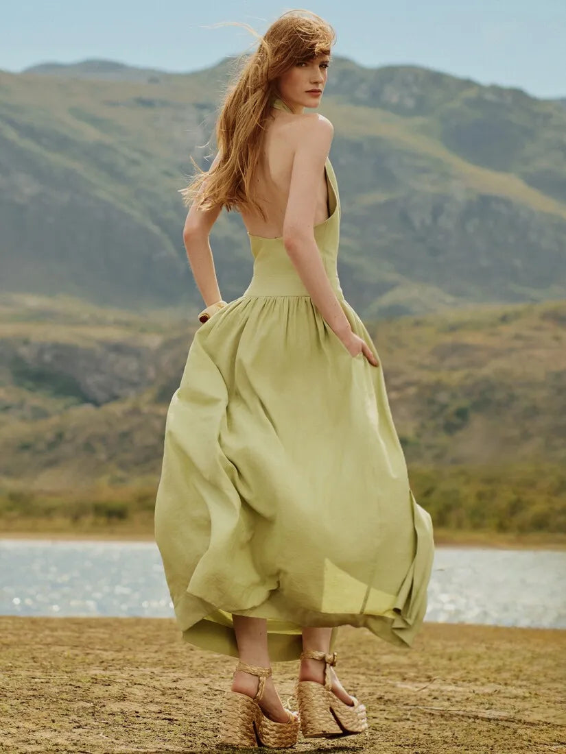 Vestido Midi Fente Única Transpassado