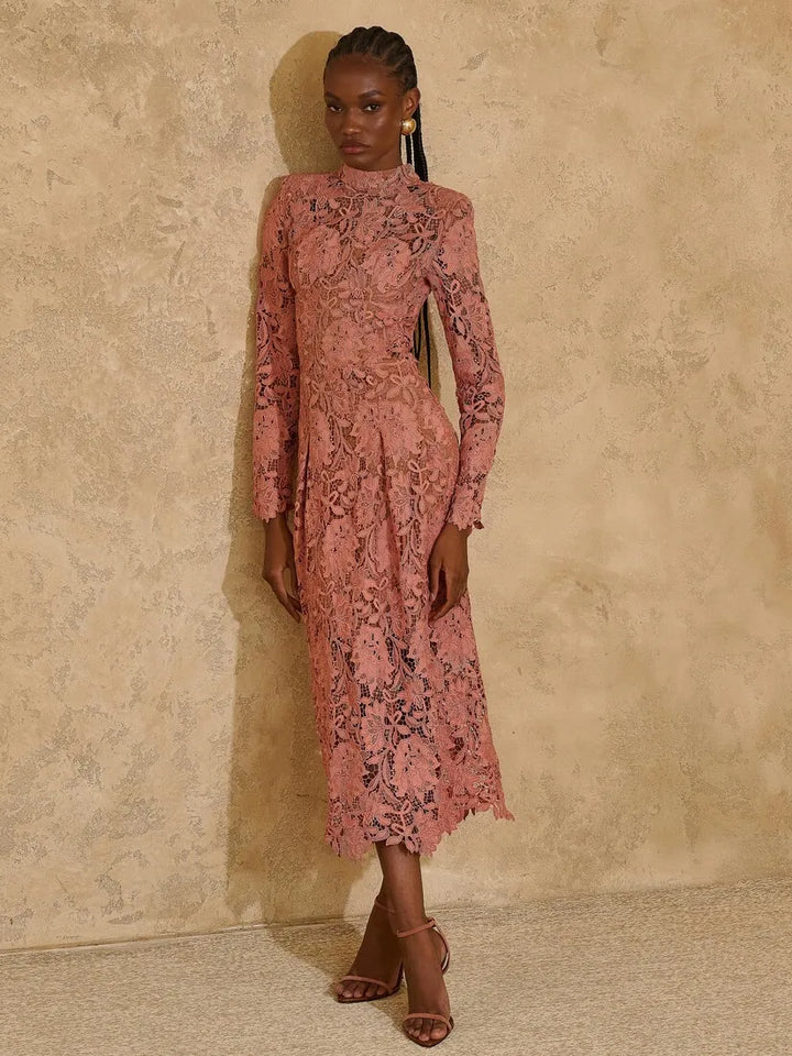 Guipure Lace Midi Dress