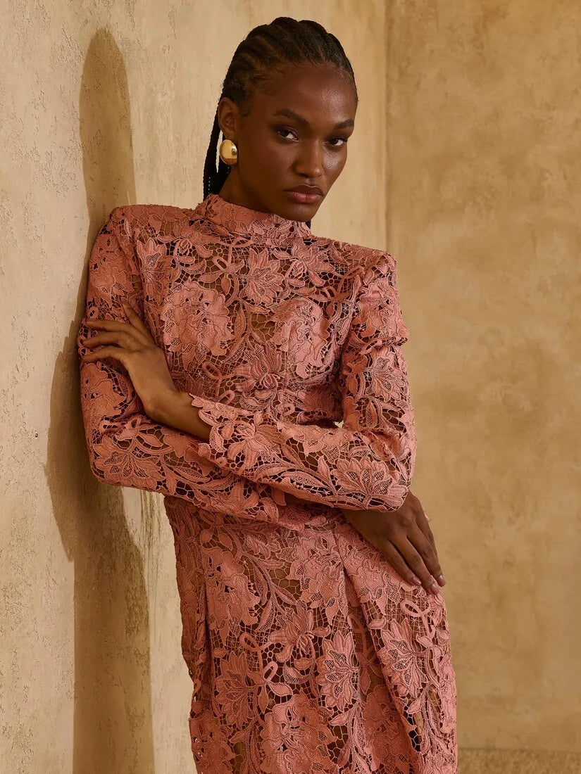 Guipure Lace Midi Dress