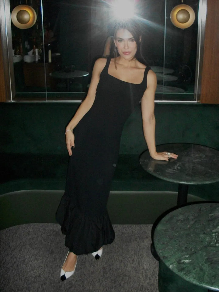 Midi Dress with Balloon Hem