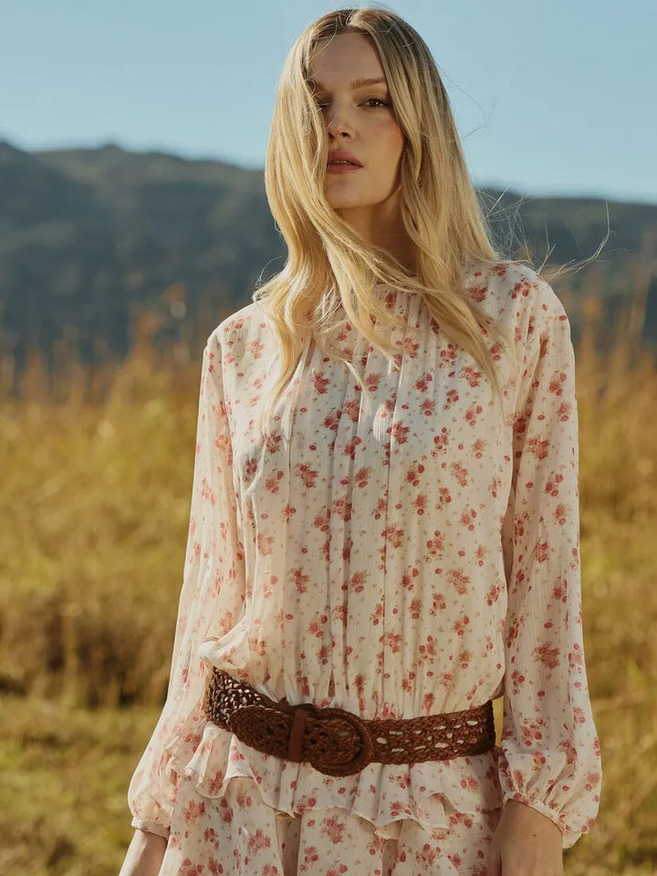 Vestido Curto Floral Babados
