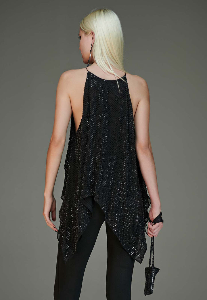 Asymmetric Chiffon Chaos Transfer Tank Top