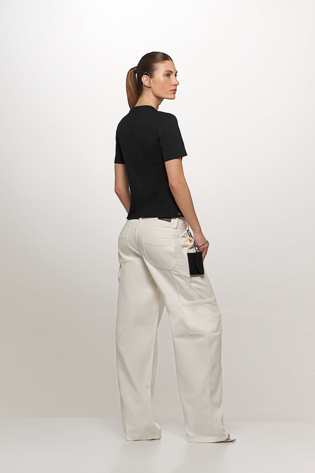 Ribbed Knit Blouse with Chaos Side Buttons