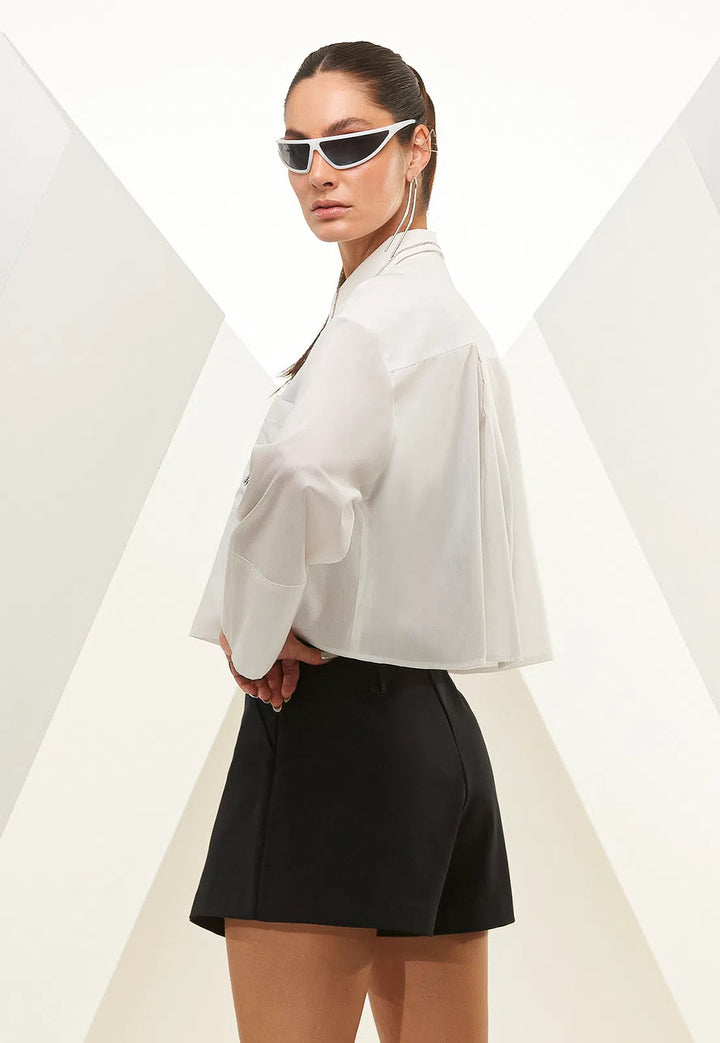 Camisa Cropped Bordada