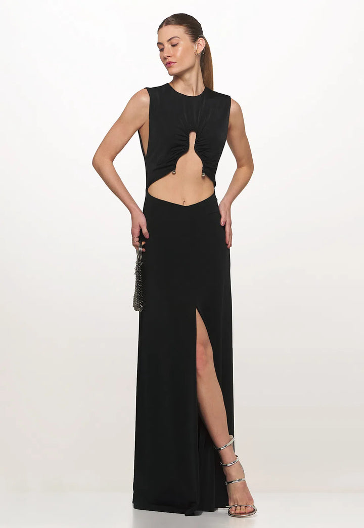 Vestido Longo Metal Decote Caos