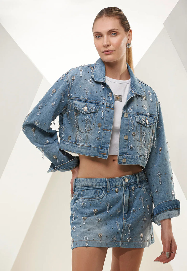 Chaos Brooches Embroidered Denim Jacket