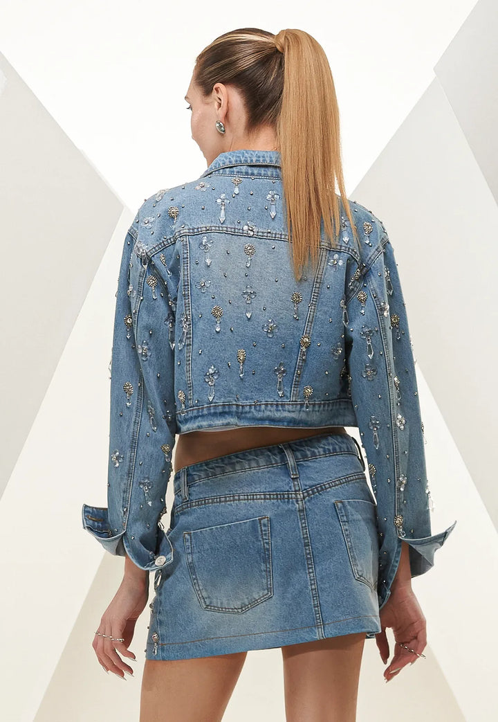 Chaos Brooches Embroidered Denim Jacket