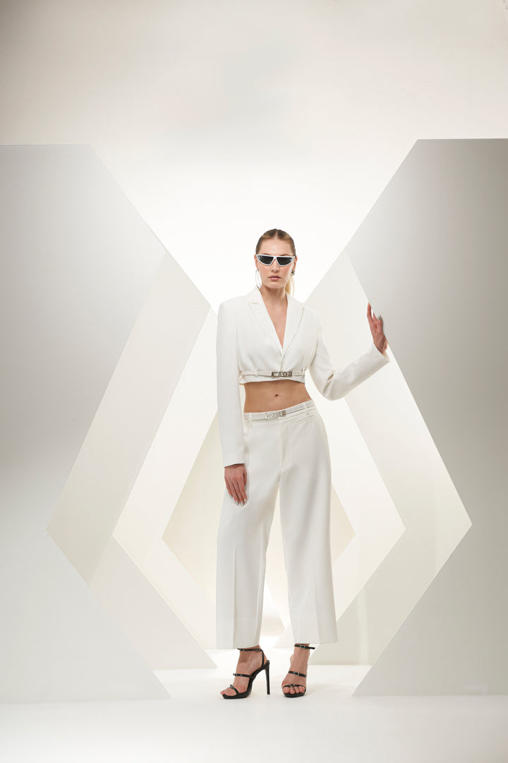 Cropped Blazer+Belt Pants Set Chaos