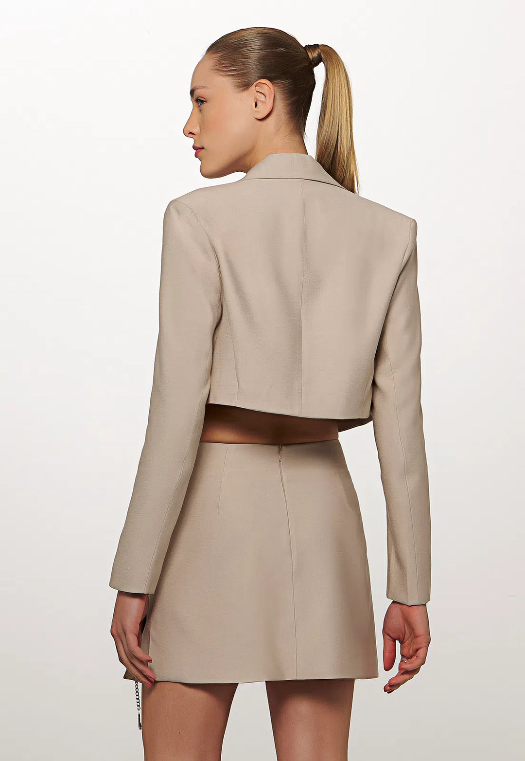 Cropped Blazer+Top+Chaos Skirt Set