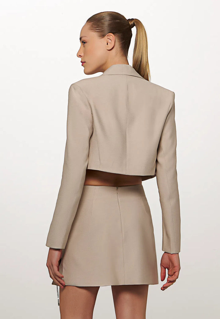 Cropped Blazer+Top+Chaos Skirt Set