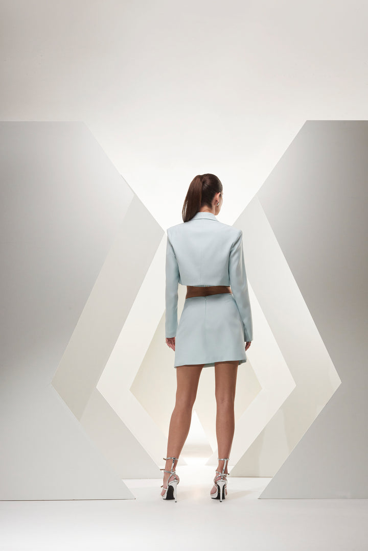 Cropped Blazer+Top+Chaos Skirt Set