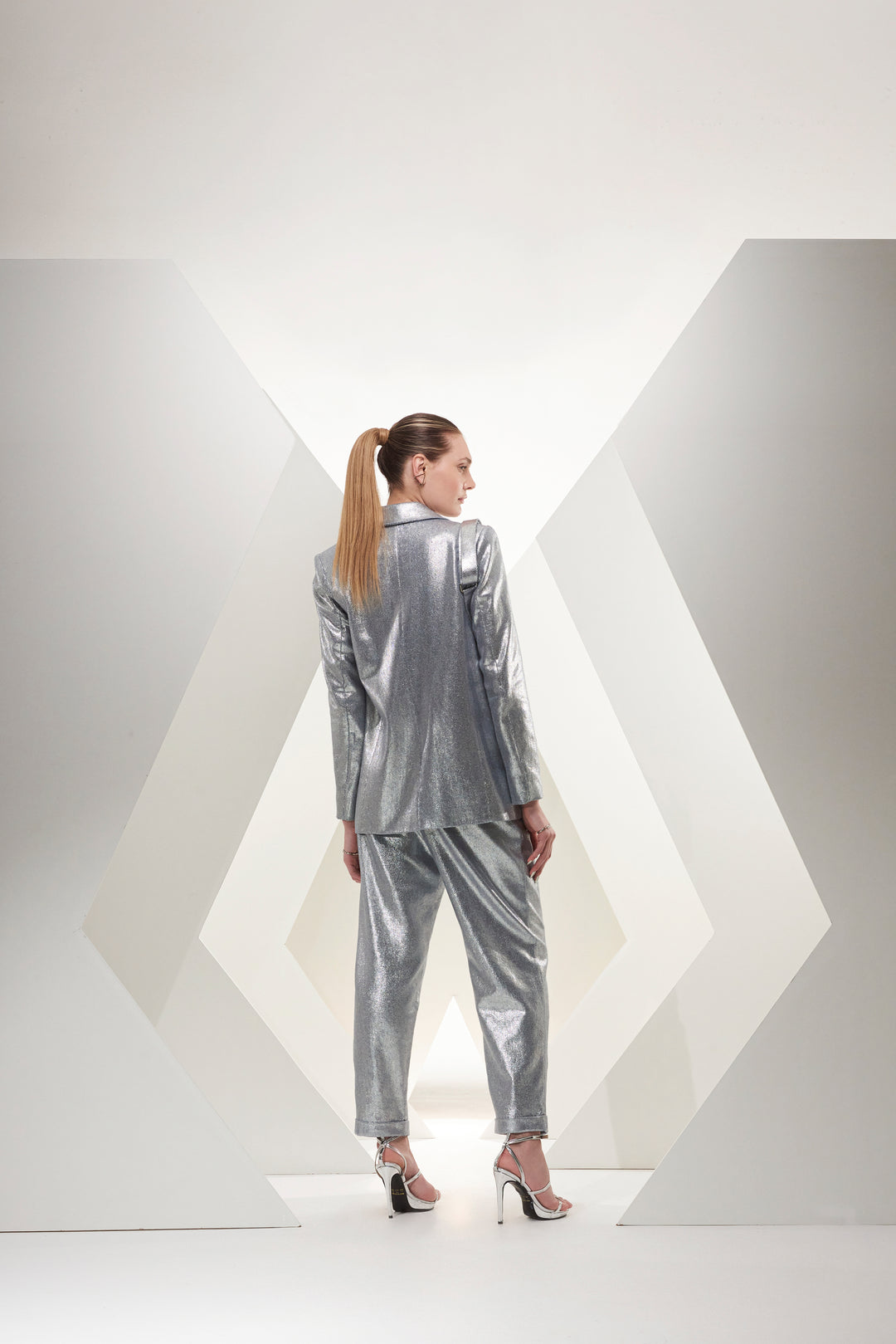 Chaos Metallic Blazer+Top+Pants Set