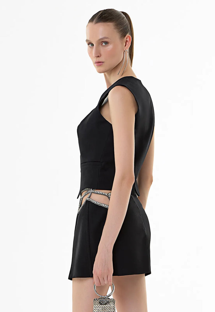 Embroidered Cut Out Skirt + Chaos Vest Set