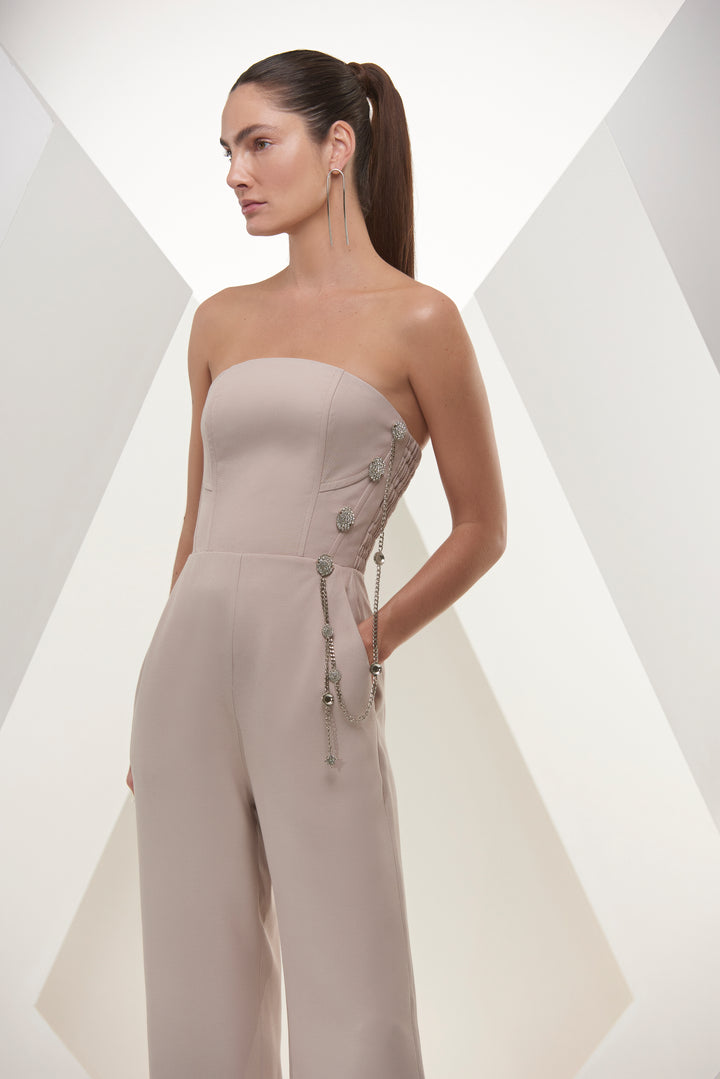 Chaos Rhinestone Buttons Jumpsuit