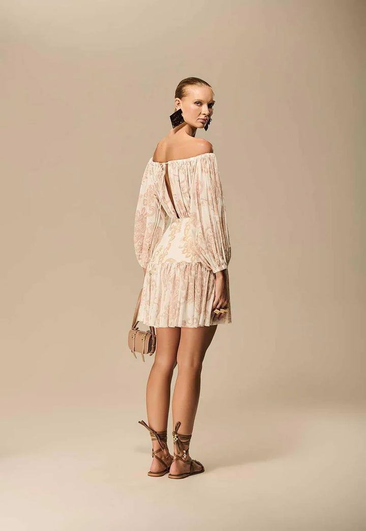 Paisley Dress with Ruching