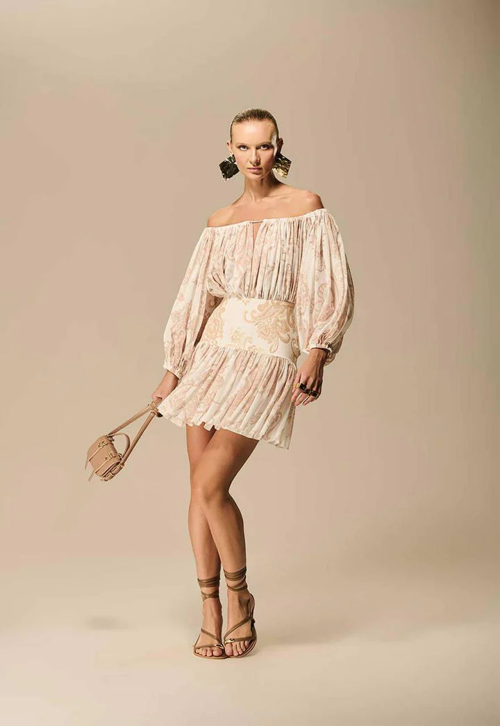 Paisley Dress with Ruching