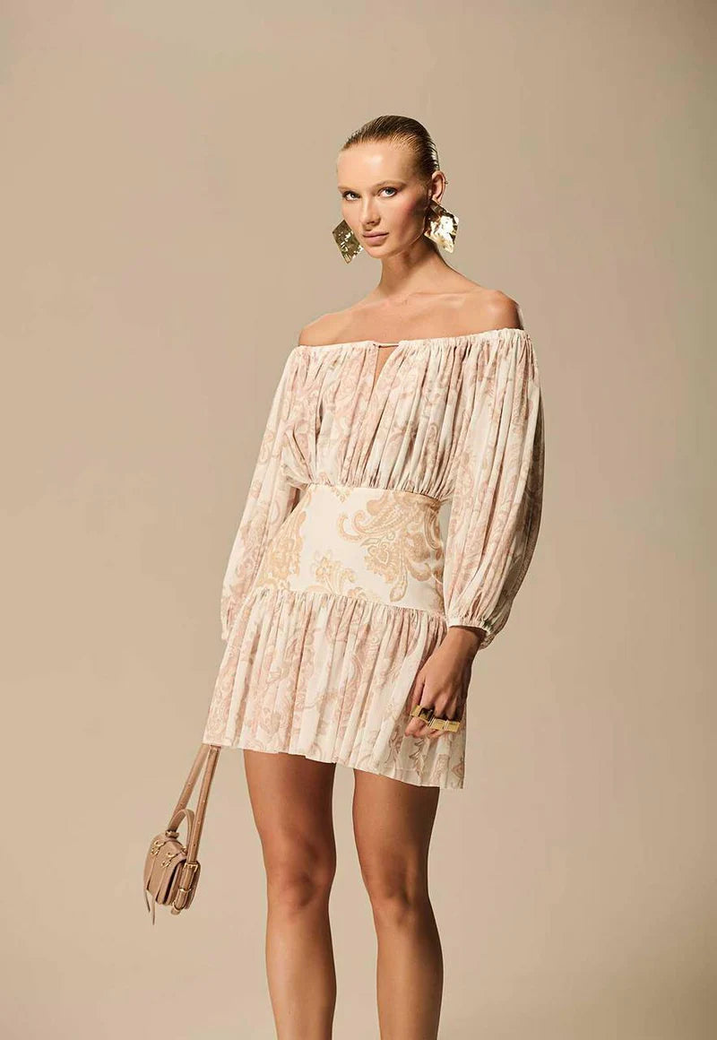 Paisley Dress with Ruching