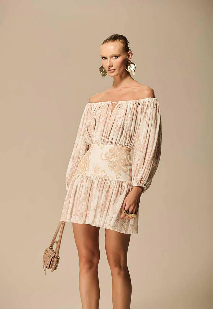 Paisley Dress with Ruching