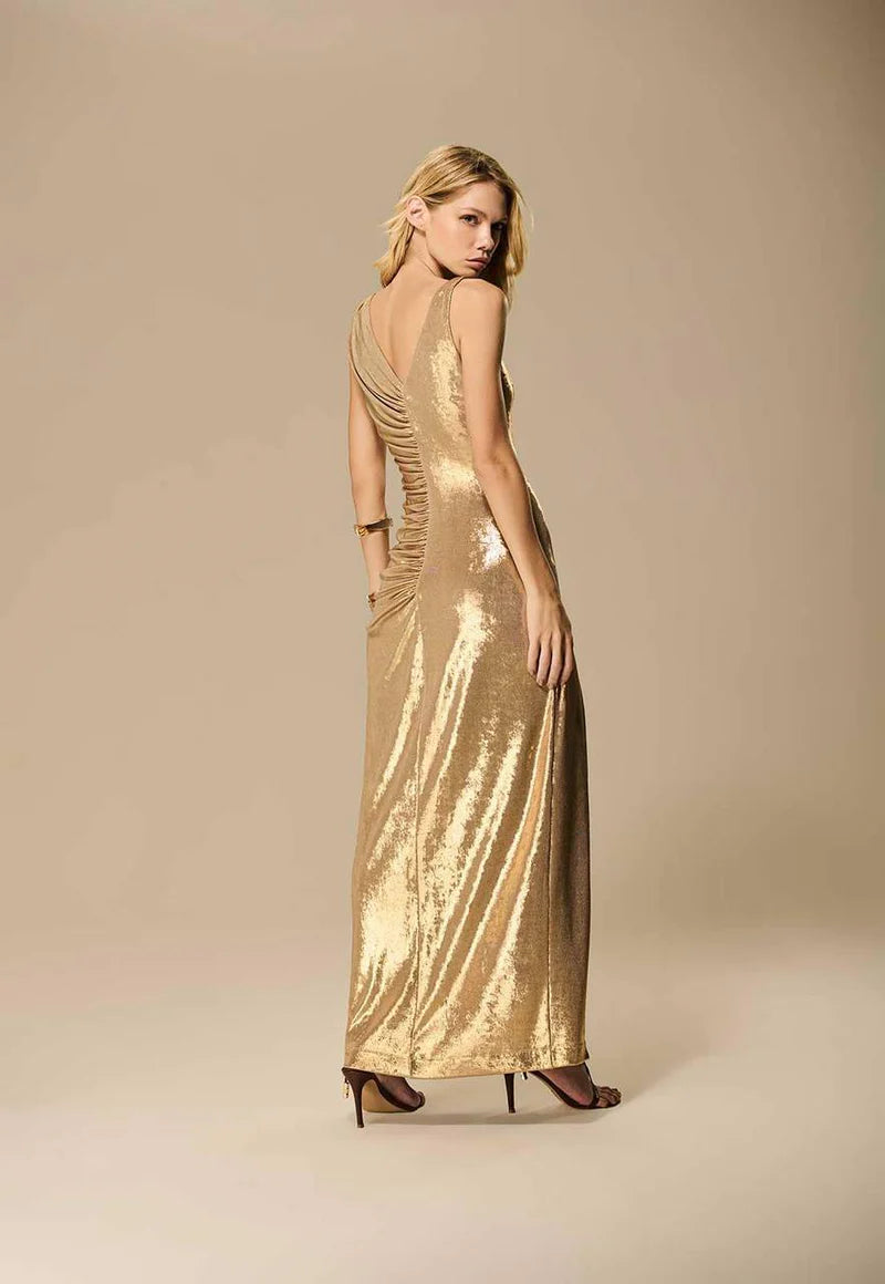 Vestido Longo Drapeado Glow