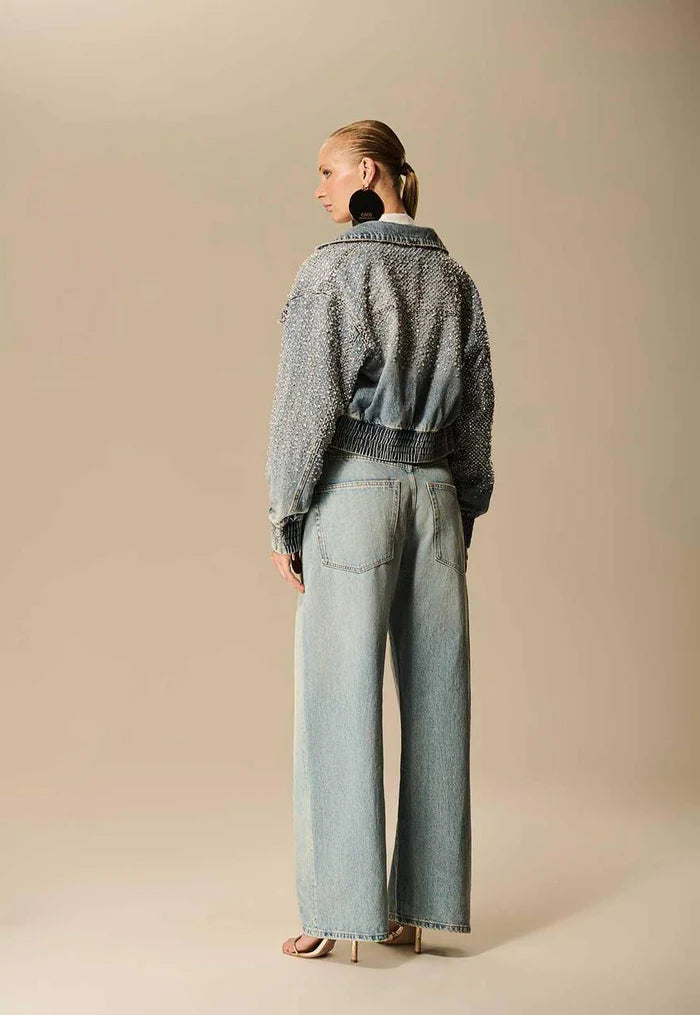 Jaqueta Jeans Bordado Ombro