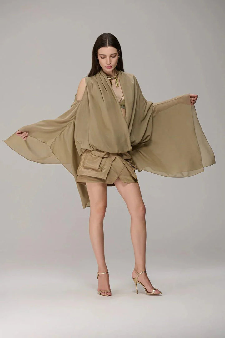 Cargo Skirt with Overlapping Front