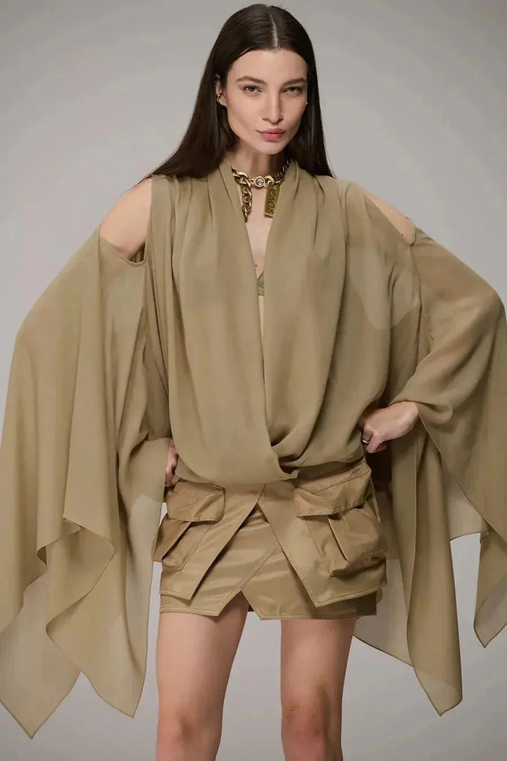 Cargo Skirt with Overlapping Front