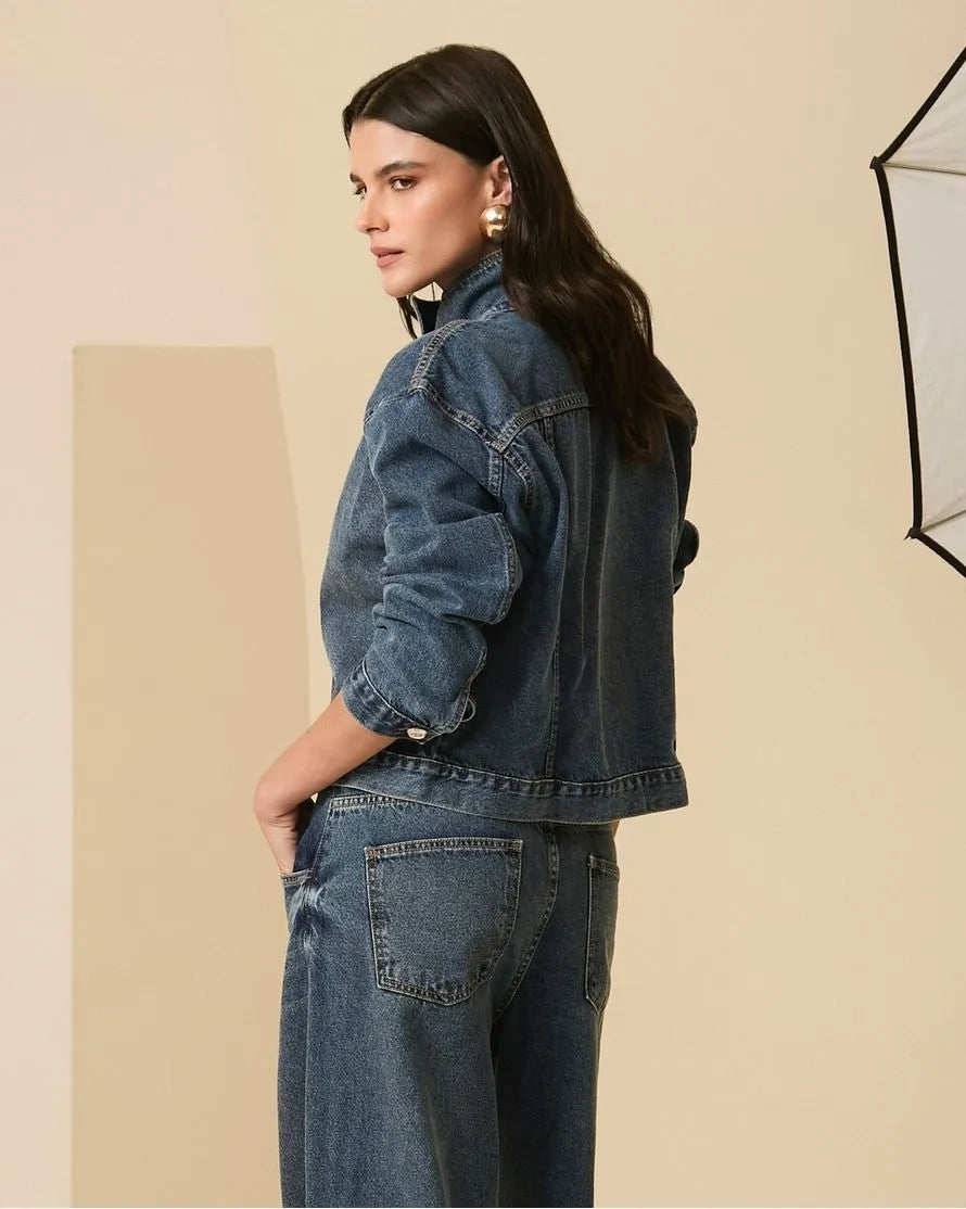 Jaqueta Jeans Transpassada