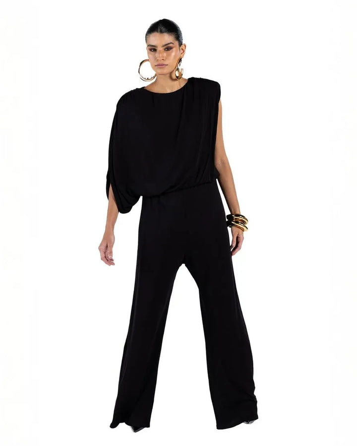 Macacão Drapeado Assimétrico