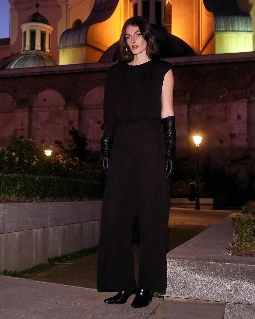 Macacão Drapeado Assimétrico