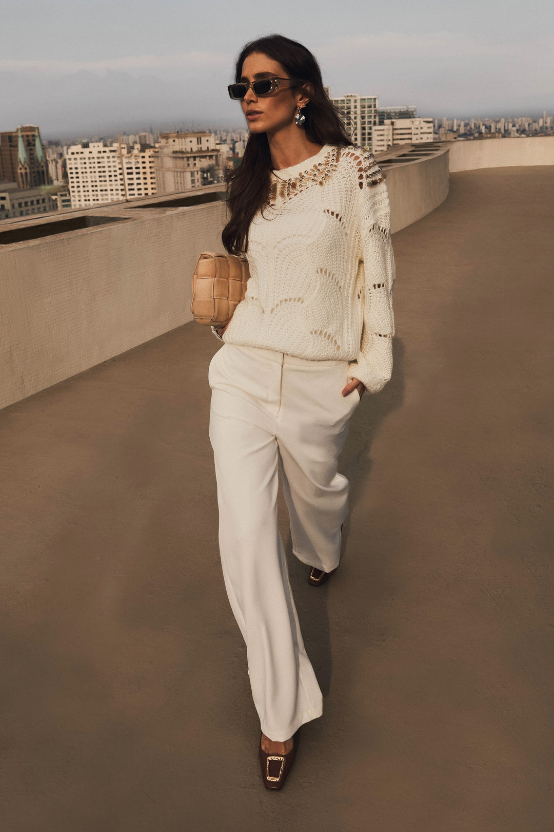 Luxury Skunk Embroidered Sweater Blouse