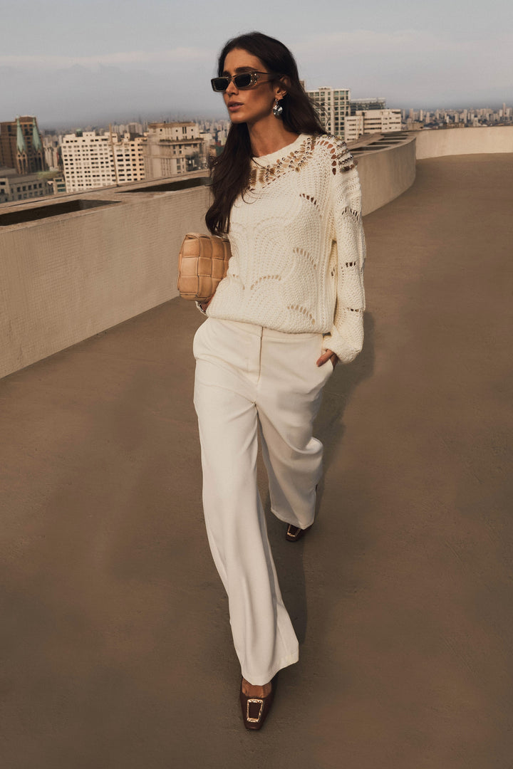 Luxury Skunk Embroidered Sweater Blouse