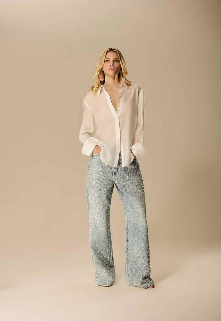 Calça Jeans Bordada Transfer