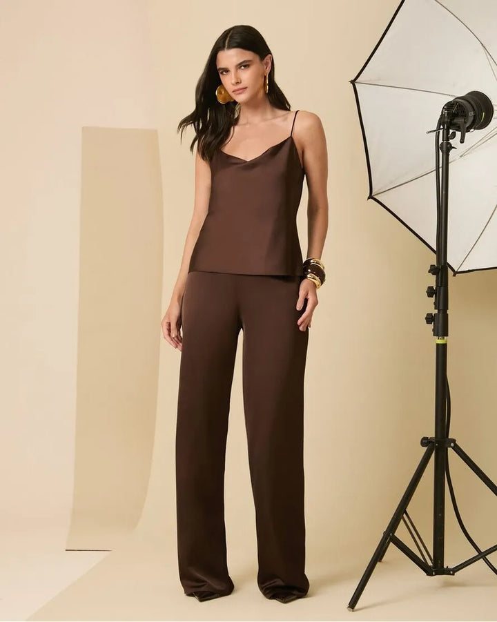 Satin Blouse and Pants Set