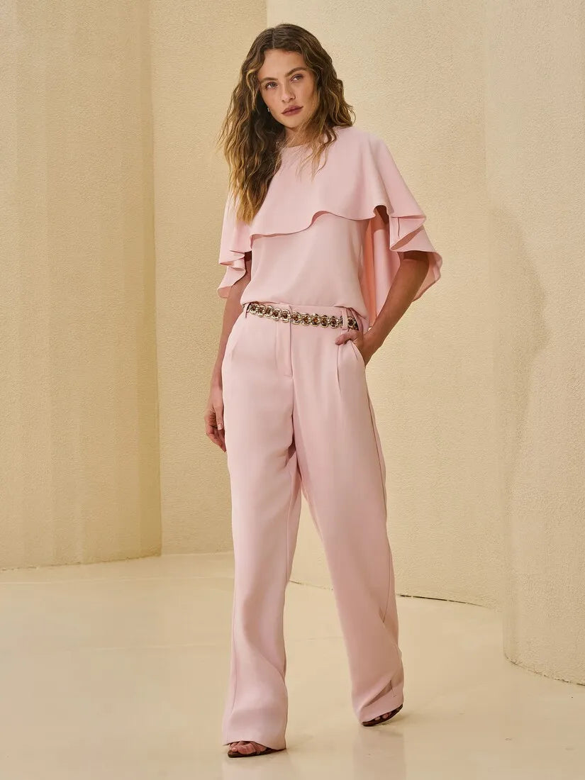 Cape Blouse and Pants Set