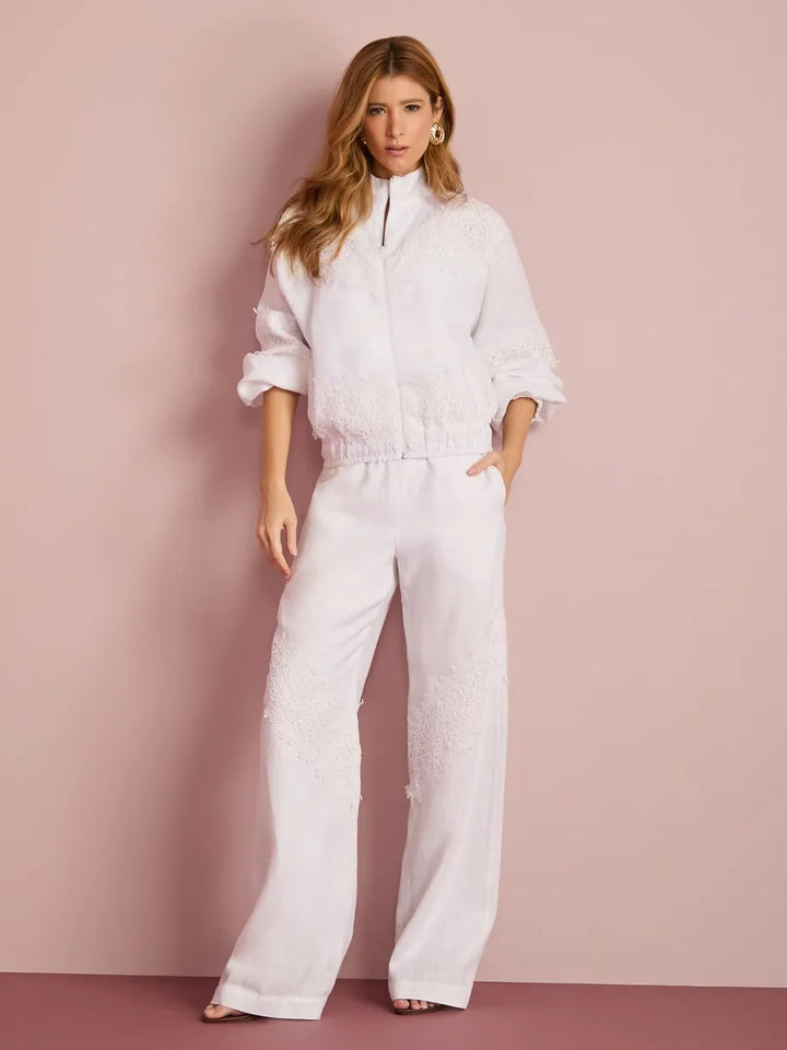 Conjunto Linho Renda Casaco+Calça