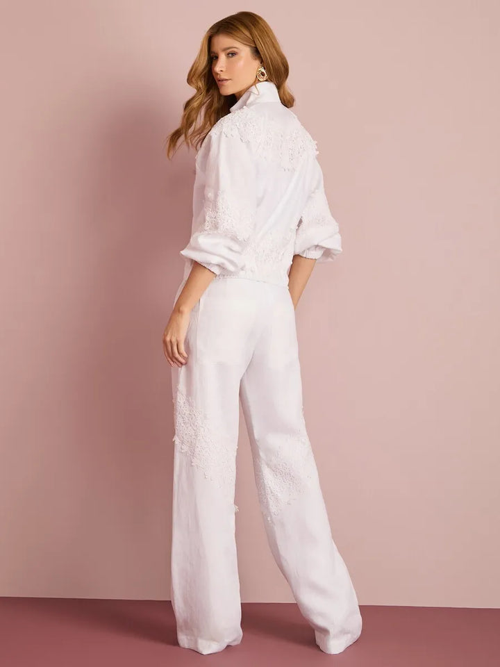 Conjunto Linho Renda Casaco+Calça