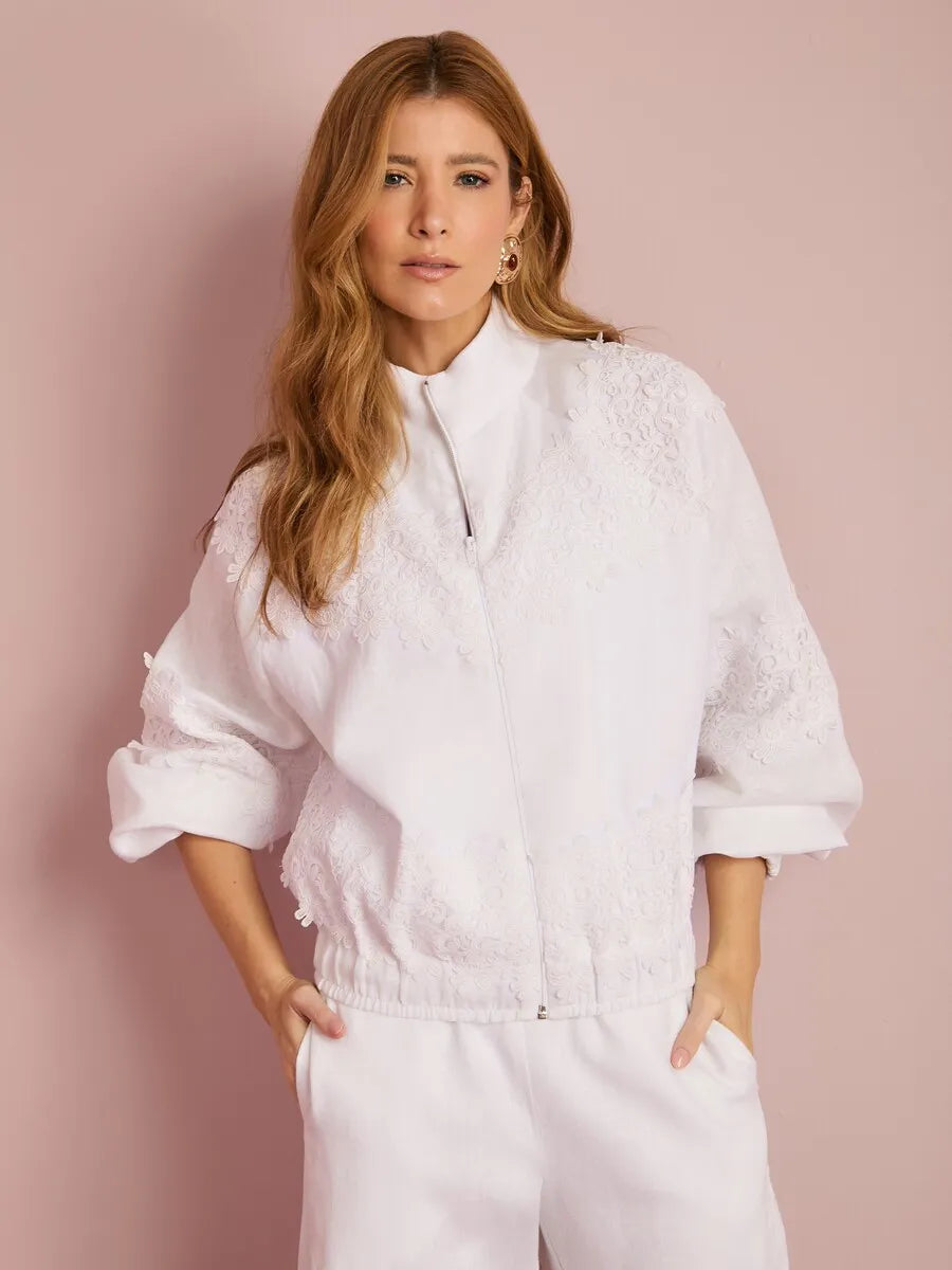 Conjunto Linho Renda Casaco+Calça