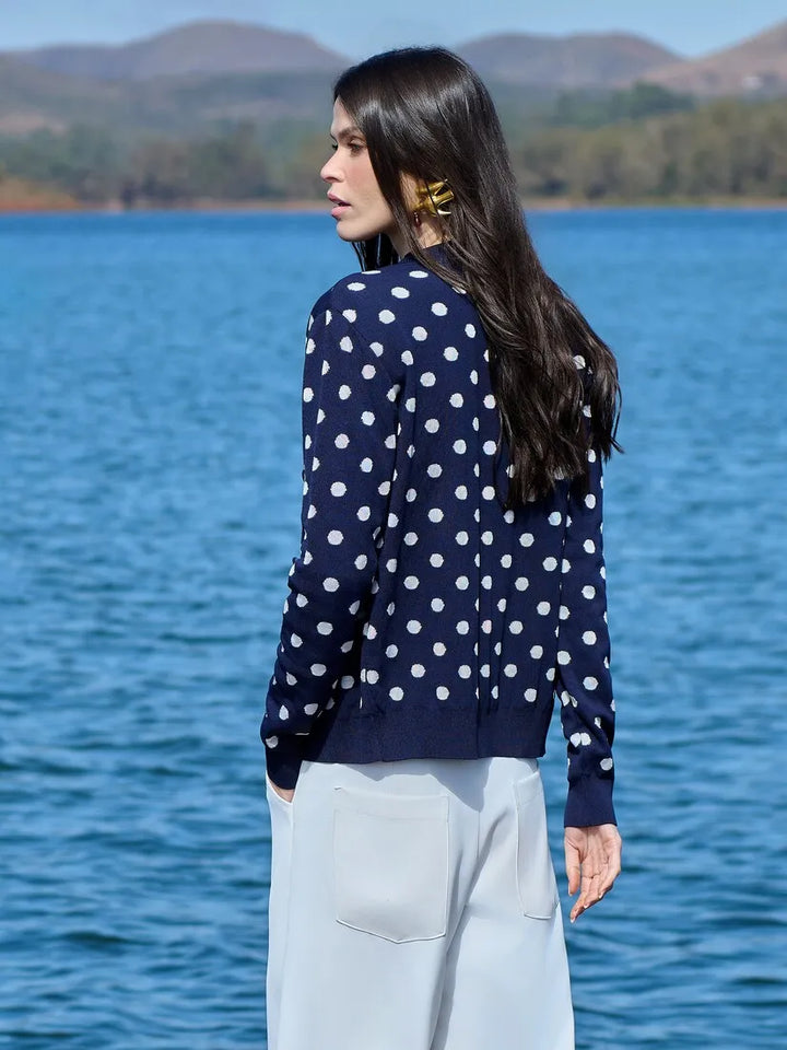 Conjunto Tricot Blusa+Casaqueto Poá
