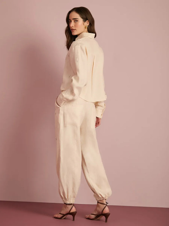 Embroidered Linen Shirt + Pants Set