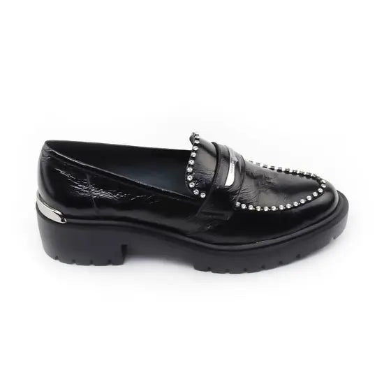Rhinestone Leather Loafer